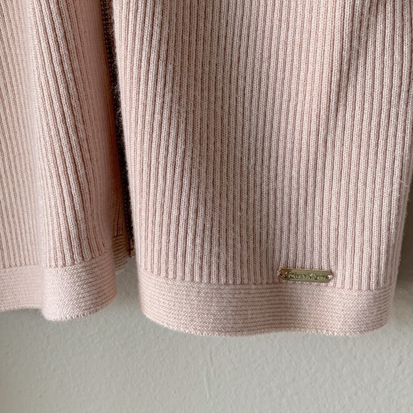 CALVIN KLEIN Pale Pink Long Sleeve Zip Up Sweater Top - Picture 5 of 8